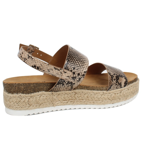 Size 5.5 Natural Python Open Toe Espadrille Flatfo - Picture 3 of 5